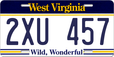 WV license plate 2XU457