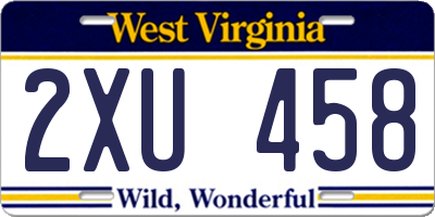 WV license plate 2XU458