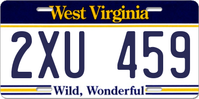 WV license plate 2XU459