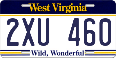 WV license plate 2XU460