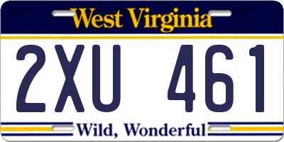 WV license plate 2XU461