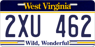 WV license plate 2XU462