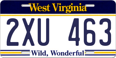WV license plate 2XU463
