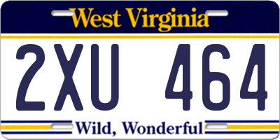 WV license plate 2XU464