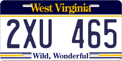 WV license plate 2XU465