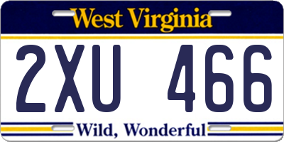 WV license plate 2XU466