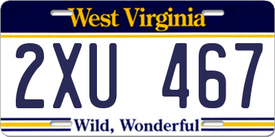 WV license plate 2XU467