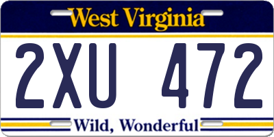 WV license plate 2XU472