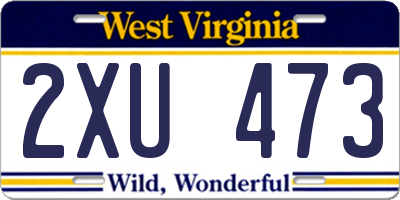 WV license plate 2XU473
