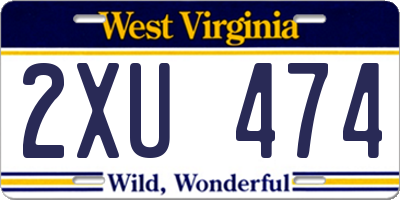 WV license plate 2XU474
