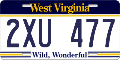 WV license plate 2XU477