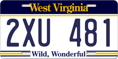 WV license plate 2XU481