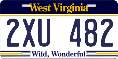 WV license plate 2XU482