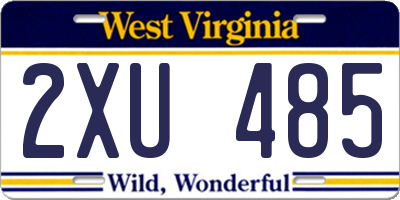 WV license plate 2XU485