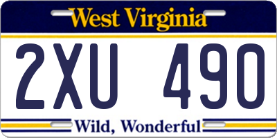 WV license plate 2XU490