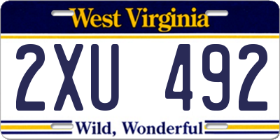WV license plate 2XU492