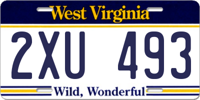 WV license plate 2XU493
