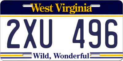 WV license plate 2XU496