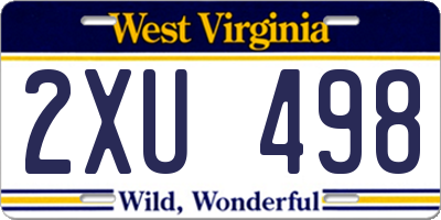 WV license plate 2XU498