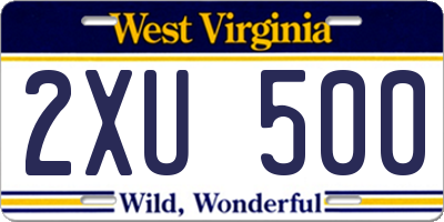 WV license plate 2XU500