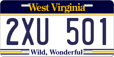 WV license plate 2XU501