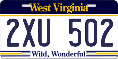 WV license plate 2XU502