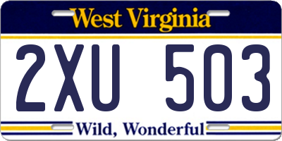 WV license plate 2XU503