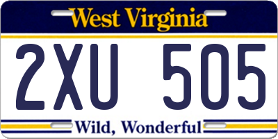 WV license plate 2XU505