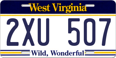 WV license plate 2XU507