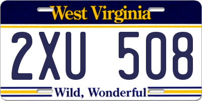 WV license plate 2XU508