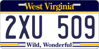 WV license plate 2XU509