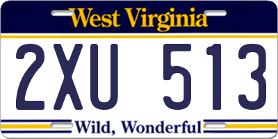WV license plate 2XU513