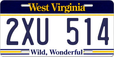WV license plate 2XU514