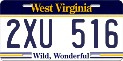 WV license plate 2XU516