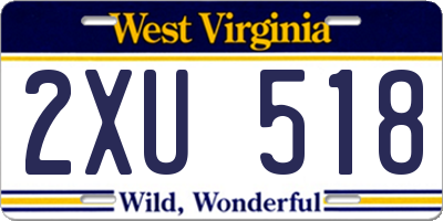 WV license plate 2XU518