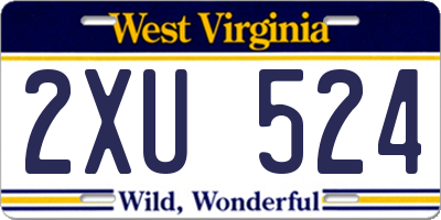 WV license plate 2XU524