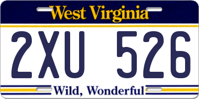 WV license plate 2XU526