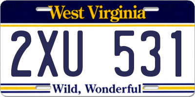 WV license plate 2XU531