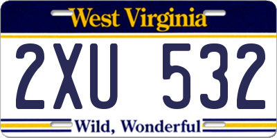 WV license plate 2XU532
