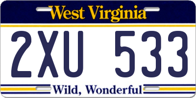 WV license plate 2XU533