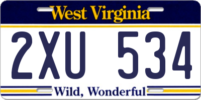 WV license plate 2XU534