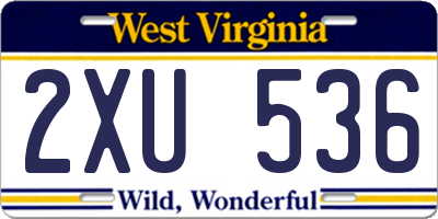 WV license plate 2XU536