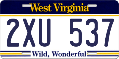 WV license plate 2XU537