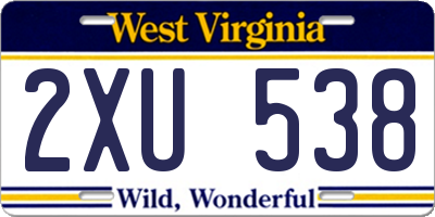WV license plate 2XU538