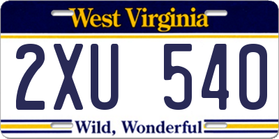 WV license plate 2XU540