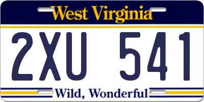 WV license plate 2XU541