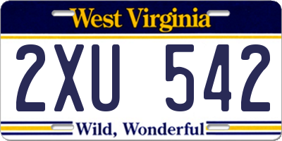 WV license plate 2XU542