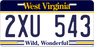 WV license plate 2XU543