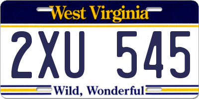 WV license plate 2XU545