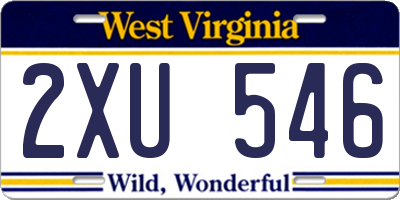 WV license plate 2XU546